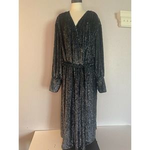 Asos Edition Sequin Dress Long Sleeve Snap Front Teal Size 18. NWT. AC